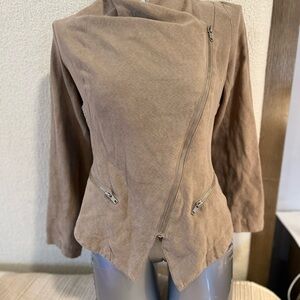 Rampage Taupe Asymmetric Zip Jacket